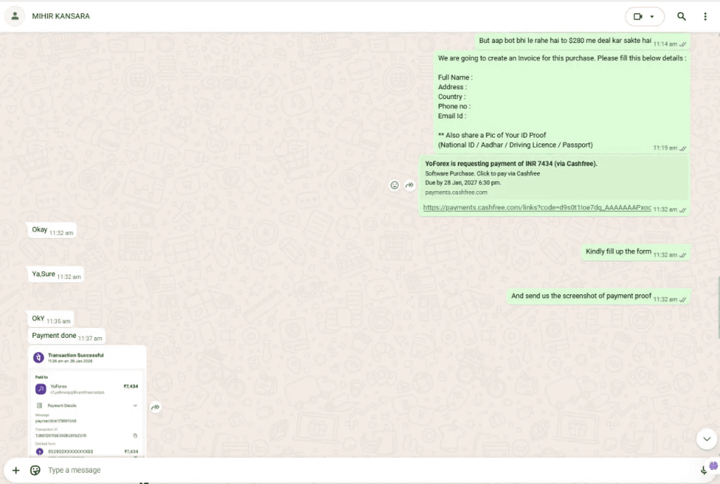 Step 3: Project Initiation & Payment — AlgoTradingBot workflow screenshot